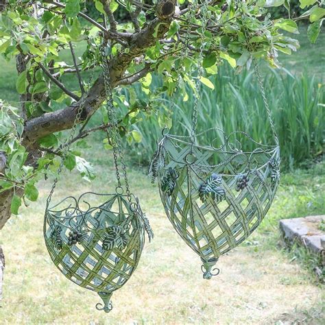 set of two vintage ornate garden hanging baskets by dibor