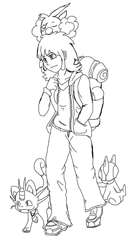 draw pokemon trainers sketch coloring page