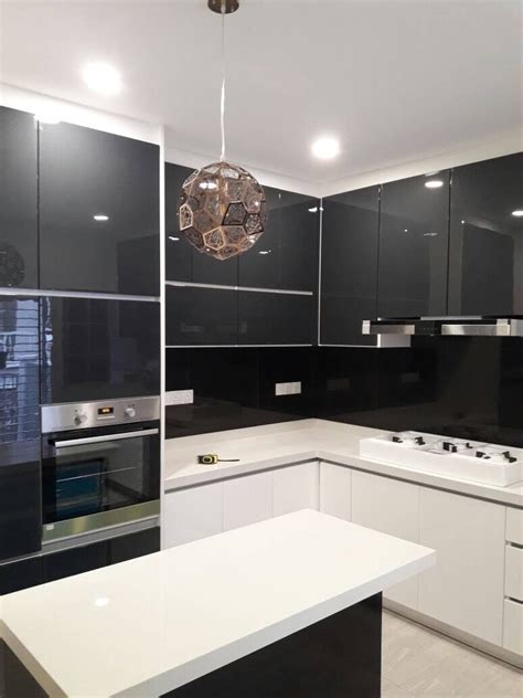 ara damansara double storey house kitchen cabinet  acrylic quartz