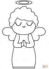 Coloring Angel Cute Pages Printable Drawing sketch template