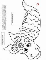 Dragon Puppet Chinese Year Crafts Activities Craft Paper Printable Template Kids Make Preschool Bag Puppets Head Pages Templates Dragons Library sketch template