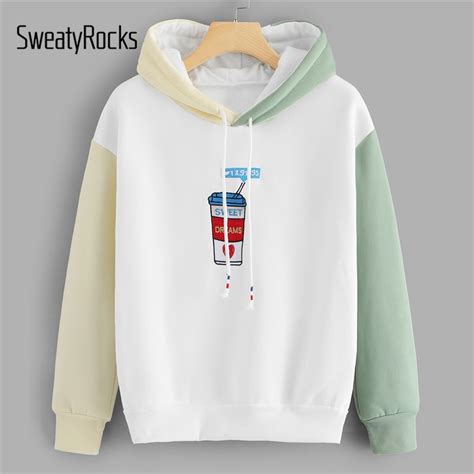Buy Sweatyrocks Colorblock Graphic Embroidered