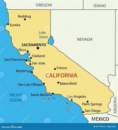 california mapa del vector del estado ilustración del vector
