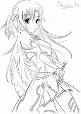 Sword Online Coloring Pages Anime Sao Asuna Lineart Yuuki Deviantart Kolorowanki Drawing Manga Drawings Para Colorear Adults Dibujos Color Adult sketch template