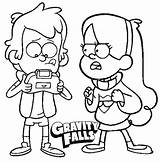Gravity Falls Coloring Pages Dipper Mabel Themed Playing Game Children Cute sketch template