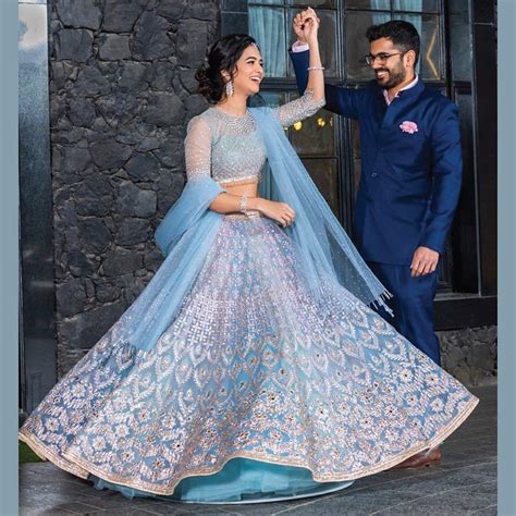 Love This Blue Silver Bridal Lehenga Indian Wedding Outfits Couple