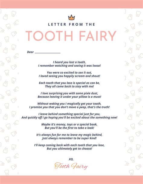 tooth fairy letter template word  printable word searches
