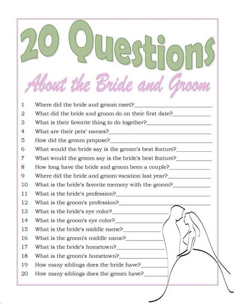 Bridal Shower Games Questions To Ask The Groom Wedding
