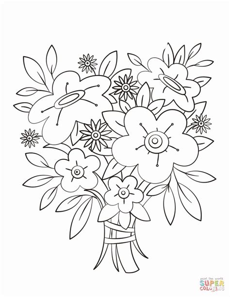 coloring page bouquet  flowers subeloa