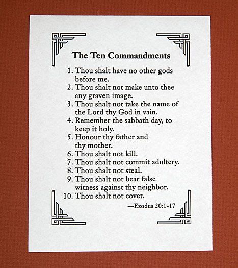printable list   commandments  downloads  commandments