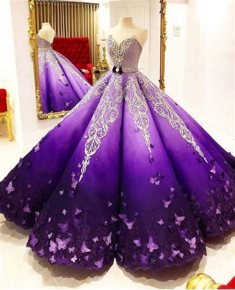 strapless butterfly quinceanera dress purple ball gown quinceanera