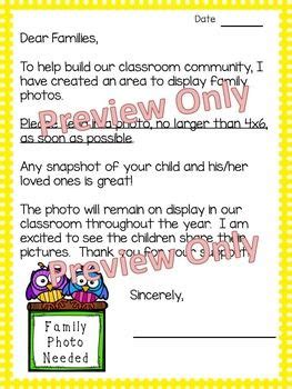 parent letter requesting family photo classroom family tree preschool