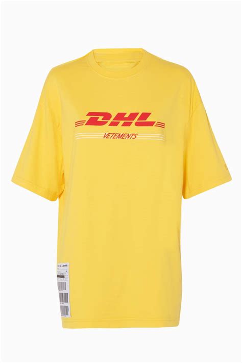 shop luxury vetements yellow dhl printed  shirt ounass uae