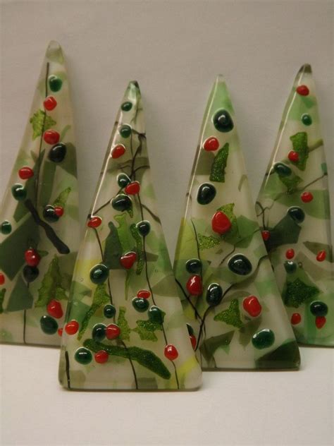 Modern Fused Glass Christmas Tree Pin Etsy Fused Glass Christmas