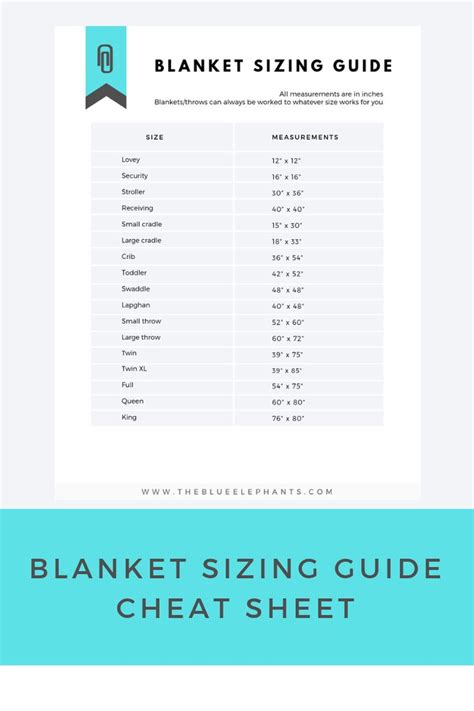customize crochet blanket sizes  printable cheat sheet