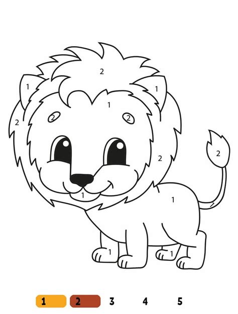 surprised lion color  number  print