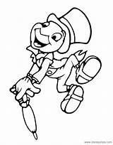 Jiminy Cricket Coloring Pages Pinocchio Disney Clipartmag Drawing Disneyclips Template sketch template