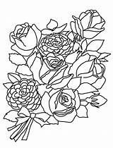 Coloring Flower Pages Roses Bunch Flowers Drawing Rose Bouquet Drawings Color Sketches Printable Getdrawings Line Clipart Will sketch template