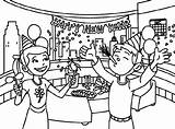 Year Coloring Pages Kids Happy Celebration Drawing Party Colouring January Eve Colour Sheets Drawings Print Scene Special Getdrawings Paintingvalley Seasonal sketch template
