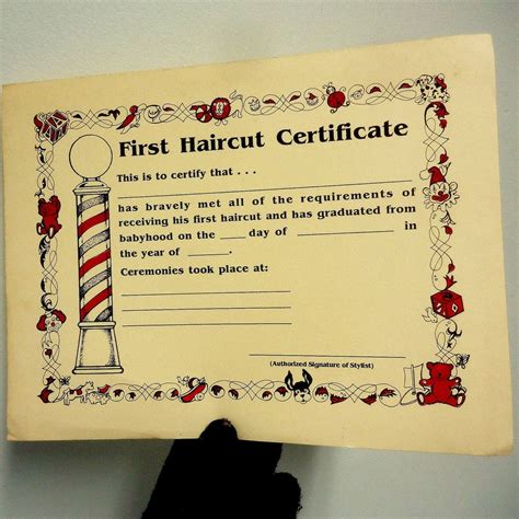 my first haircut certificate vintage barber pole advertising etsy
