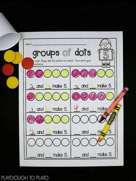 group  dots worksheet  crayons  markers