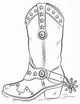 Cowboy Boot Drawing Line Coloring Pages Hat Paintingvalley sketch template