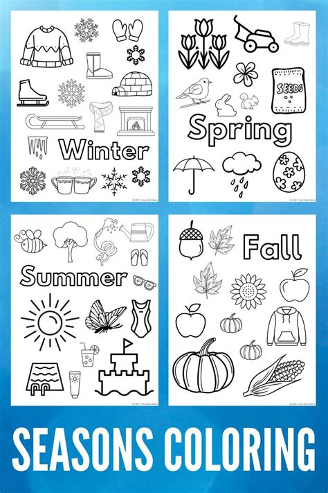 seasons coloring pages   words winter fall  autumn