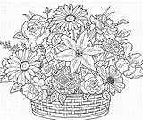 Coloring Pages Adults Adult Flowers Flower Printable Spring Cute Print Basket Bouquet Sheets Online Books Colouring Baskets Advanced Color Book sketch template