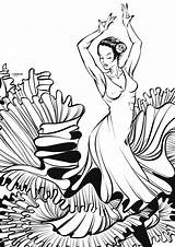 Flamenco Linework Crisvector Colouring Danza sketch template