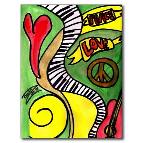 peace love rock and roll postcard rock
