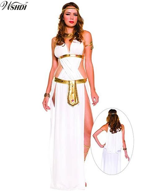 White Sexy Egyptian Cleopatra Costume Ladies Cleopatra Roman Toga Robe