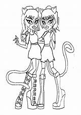 Monster High Coloring Pages Meowlody Purrsephone Colouring Twin Dolls Adult Coloringkidz sketch template
