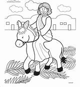 Jesus Coloring Easter Sunday School Donkey Palm Bible Riding Pages Jerusalem Entry Into Crafts Kids Colouring Craft Preschool Rides Story sketch template