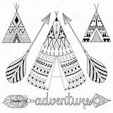 Wigwam Drawn Native Hand American Stock Depositphotos sketch template
