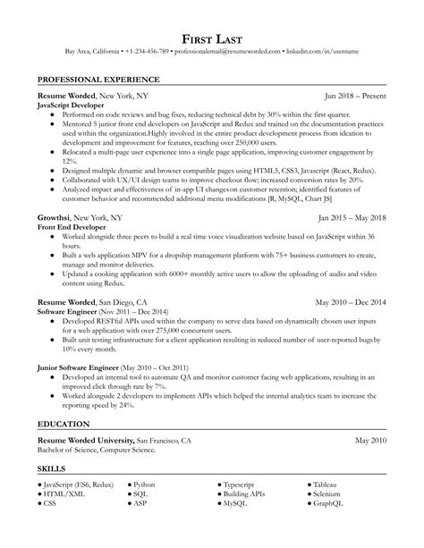 resume examples   handpicked  recruiters resume worded