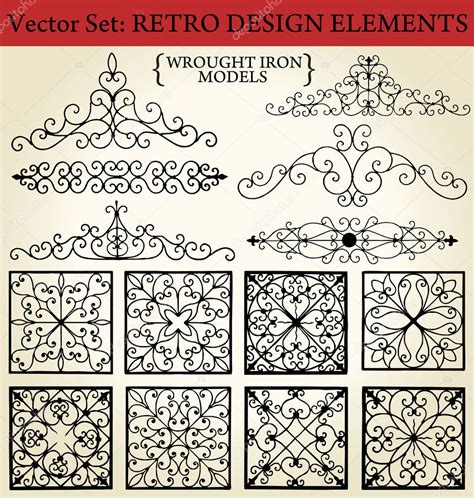 wrought iron retro design elements stock vector  creative
