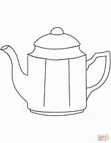 Coloring Coffee Pot Pages Printable Drawing Kitchen Housework Supercoloring Categories sketch template