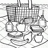 Picnic Coloring Blanket Basket Drawing Getdrawings sketch template