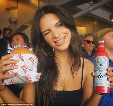 emily ratajkowski enjoys opening day burger and beer in la daily mail
