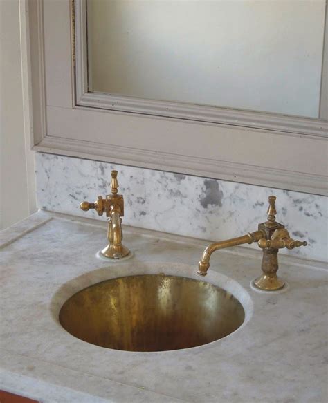 unlacquered brass faucet ~ butler s pantry sink ~ white