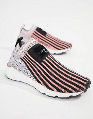adidas originals eqt  sneakers met inlegzool  zwart en met roze asos