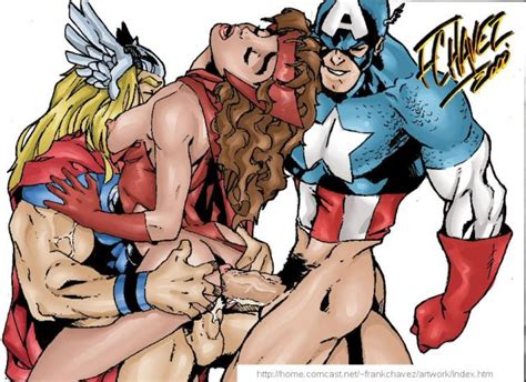 the avengers sex wanda scarlet witch maximoff dp with thor and steve captain america rogers001