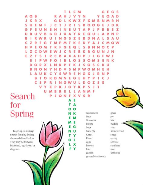 spring printable word search printable word searches