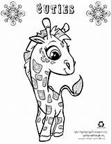Coloring Giraffe Pages Cuties Cute Cartoon Colour sketch template