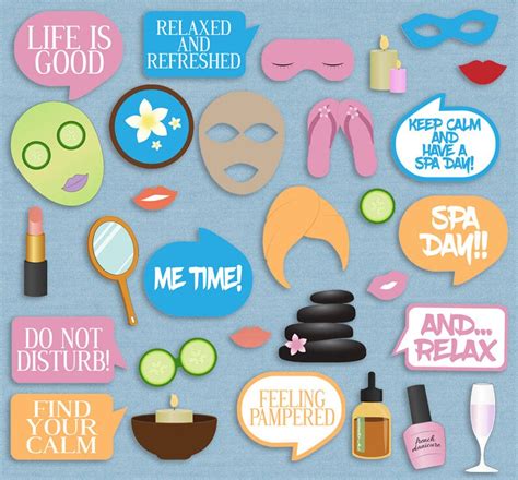 spa day printable props girls night  photo booth props etsy uk