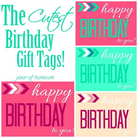 happy birthday gift tags  printables piece  home