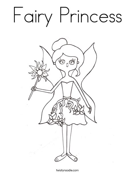 fairy princess coloring page twisty noodle