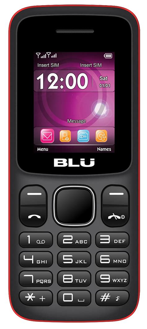 blu   unlocked gsm feature phone  built  flashlight red