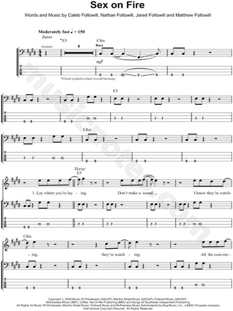 Kings Of Leon Sex On Fire Bass Tab In E Major Download