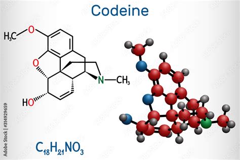 Codeine Opioid Analgesic Molecule It Is Used As A Central Analgesic